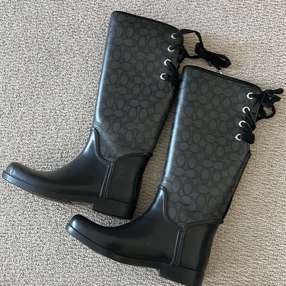 Coach Tristee size 10 rain boots.  Lace up back, perfect for fall or winter.